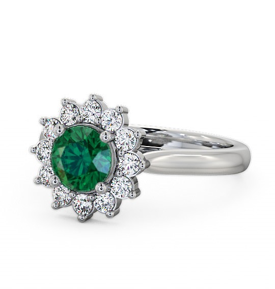  Cluster Emerald and Diamond 1.24ct Ring 9K White Gold - Sulby ENRD50GEM_WG_EM_THUMB2 