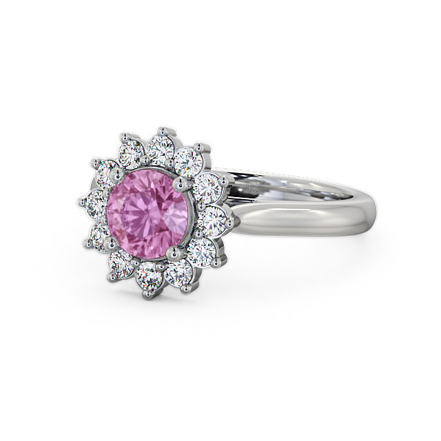 Cluster Pink Sapphire and Diamond 1.49ct Ring Platinum - Sulby ENRD50GEM_WG_PS_FLAT