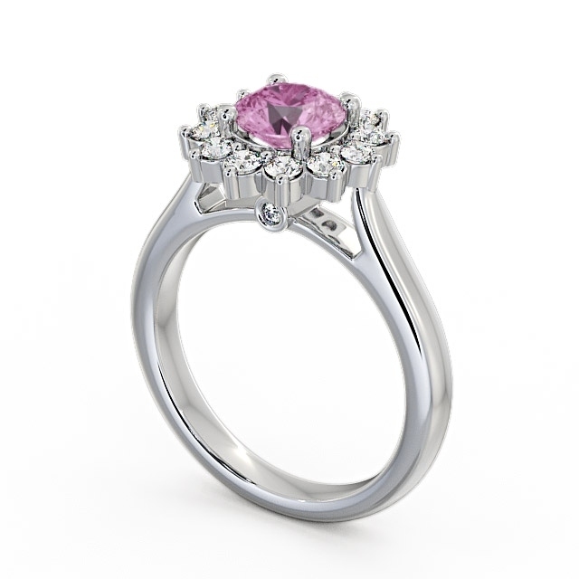 Cluster Pink Sapphire and Diamond 1.49ct Ring 18K White Gold - Sulby ENRD50GEM_WG_PS_SIDE