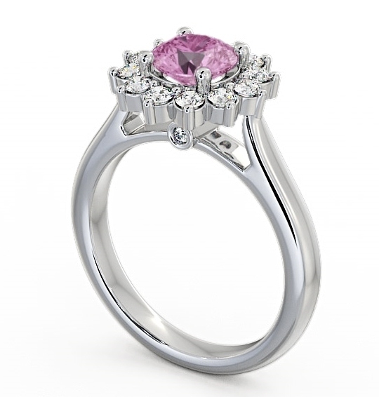  Cluster Pink Sapphire and Diamond 1.49ct Ring 18K White Gold - Sulby ENRD50GEM_WG_PS_THUMB1 