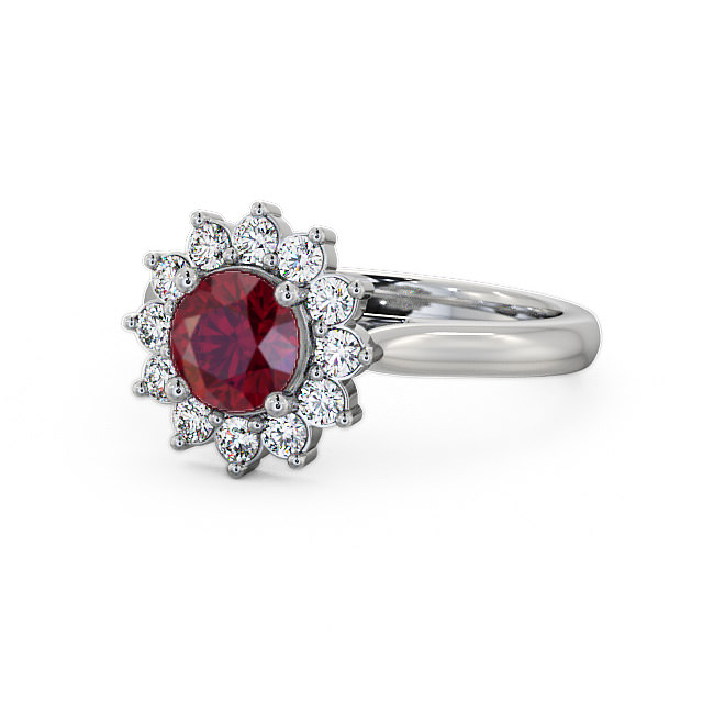 Cluster Ruby and Diamond 1.49ct Ring 9K White Gold - Sulby ENRD50GEM_WG_RU_FLAT
