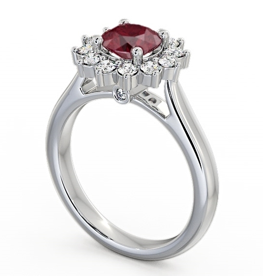  Cluster Ruby and Diamond 1.49ct Ring 18K White Gold - Sulby ENRD50GEM_WG_RU_THUMB1 