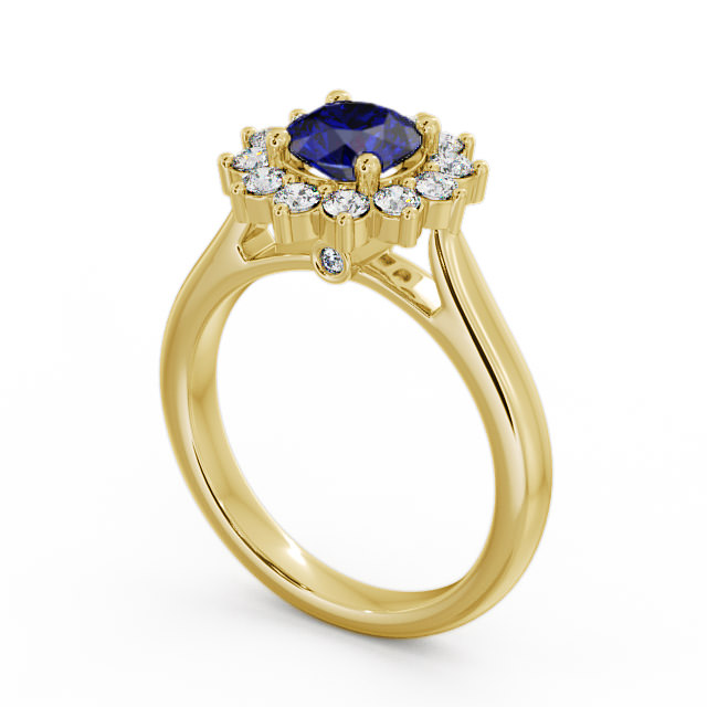Cluster Blue Sapphire and Diamond 1.49ct Ring 9K Yellow Gold - Sulby ENRD50GEM_YG_BS_SIDE