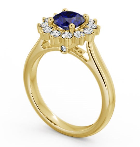 Cluster Blue Sapphire and Diamond 1.49ct Ring 18K Yellow Gold ENRD50GEM_YG_BS_THUMB1