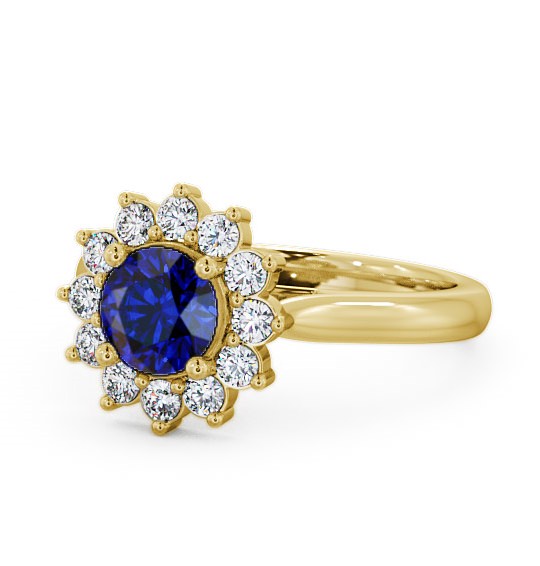  Cluster Blue Sapphire and Diamond 1.49ct Ring 18K Yellow Gold - Sulby ENRD50GEM_YG_BS_THUMB2 