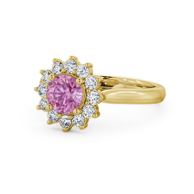 Cluster Pink Sapphire and Diamond 1.49ct Ring 9K Yellow Gold - Sulby ENRD50GEM_YG_PS_FLAT