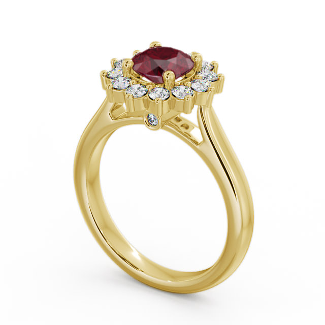 Cluster Ruby and Diamond 1.49ct Ring 18K Yellow Gold - Sulby ENRD50GEM_YG_RU_SIDE