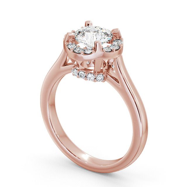 Halo Round Diamond Engagement Ring 9K Rose Gold - Bruera ENRD51_RG_SIDE