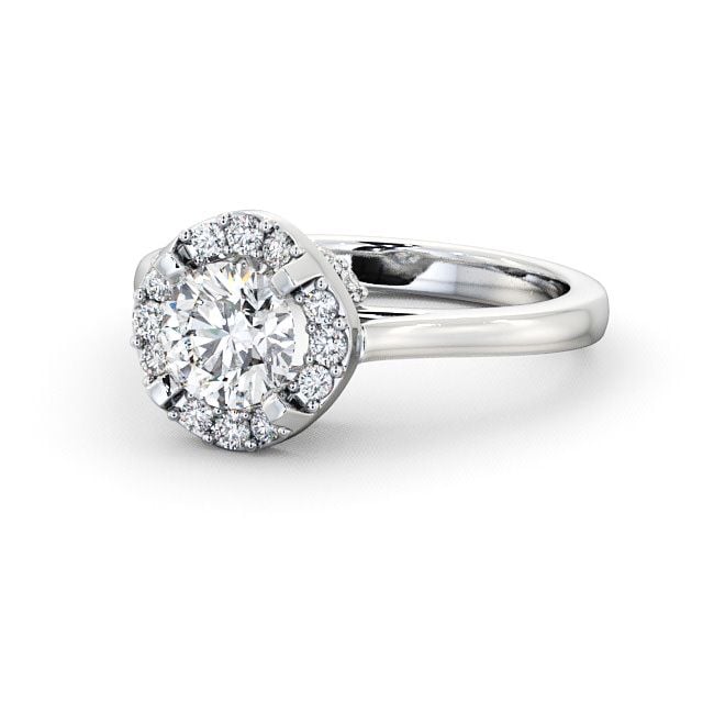 Halo Round Diamond Engagement Ring 9K White Gold - Bruera ENRD51_WG_FLAT