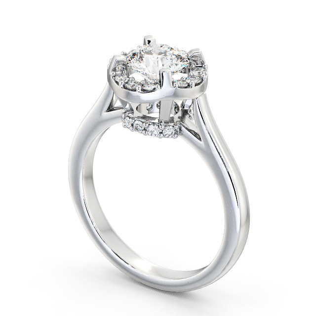 Halo Round Diamond Engagement Ring 9K White Gold - Bruera
