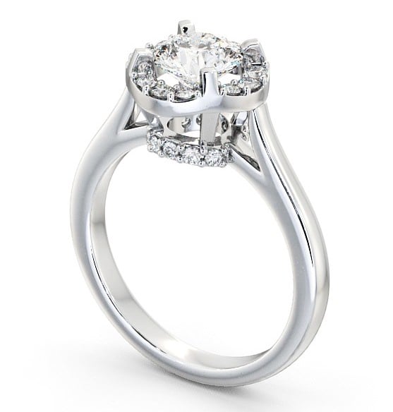 Halo Round Diamond Unique Engagement Ring 18K White Gold ENRD51_WG_THUMB1 