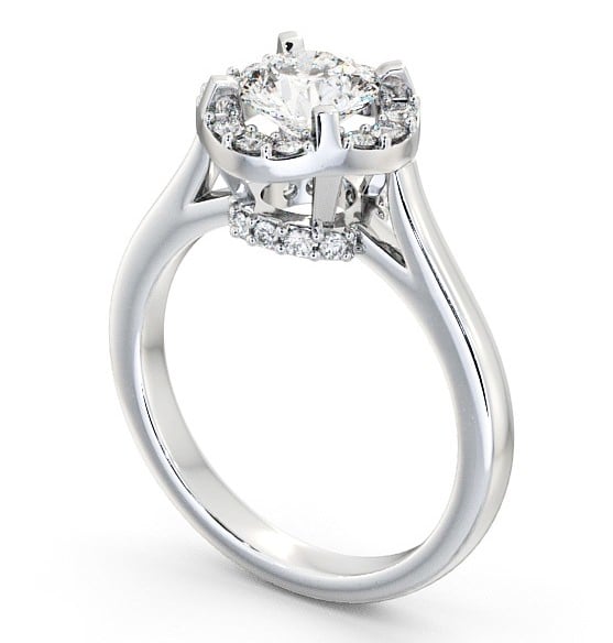 Halo Round Diamond Unique Engagement Ring Platinum ENRD51_WG_THUMB1 