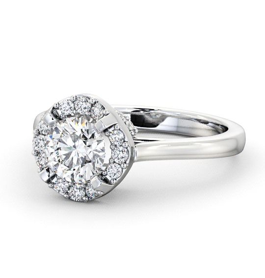  Halo Round Diamond Engagement Ring 18K White Gold - Bruera ENRD51_WG_THUMB2 