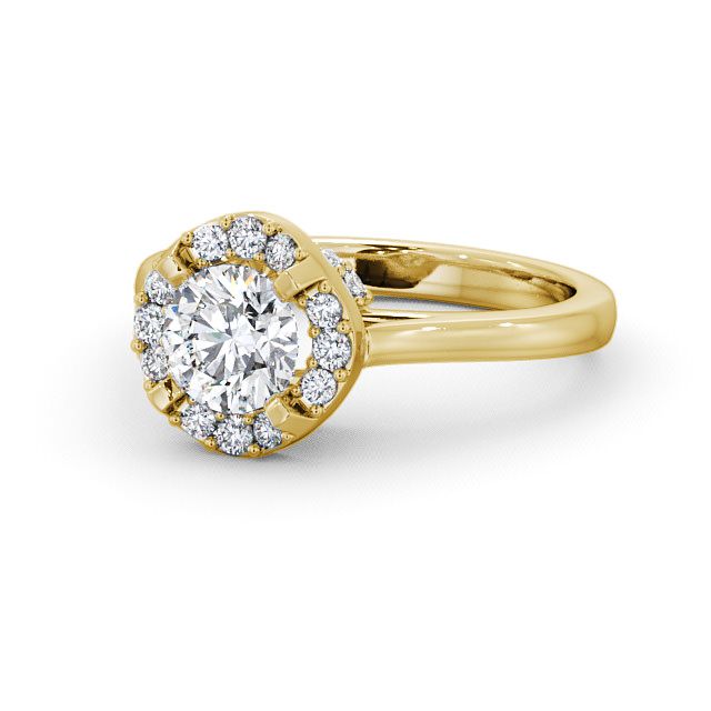 Halo Round Diamond Engagement Ring 18K Yellow Gold - Bruera ENRD51_YG_FLAT