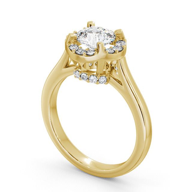 Halo Round Diamond Engagement Ring 9K Yellow Gold - Bruera