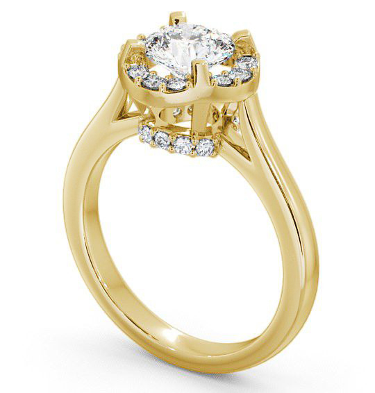 Halo Round Diamond Unique Engagement Ring 18K Yellow Gold ENRD51_YG_THUMB1