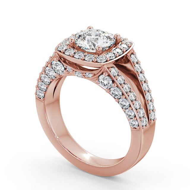 Halo Round Diamond Engagement Ring 18K Rose Gold - Ferring ENRD52_RG_SIDE