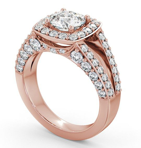 Halo Round Diamond Glamorous Engagement Ring 18K Rose Gold ENRD52_RG_THUMB1