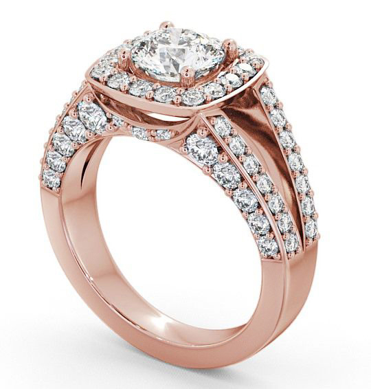 Halo Round Diamond Glamorous Engagement Ring 9K Rose Gold ENRD52_RG_THUMB1