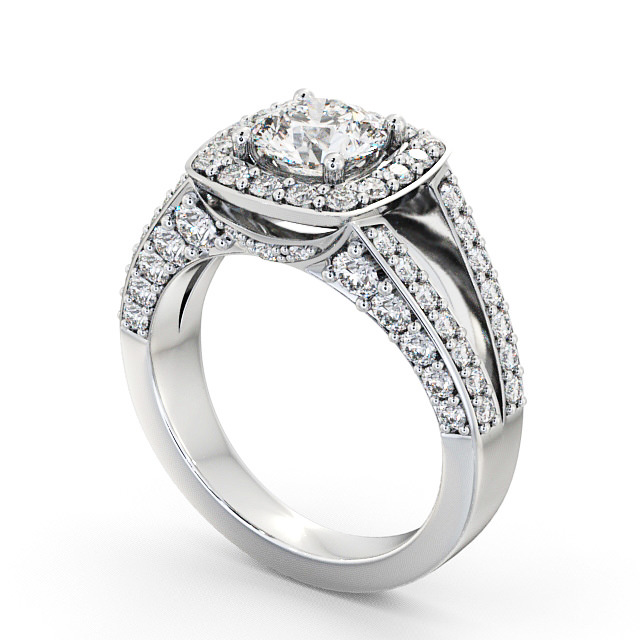 Halo Round Diamond Engagement Ring 18K White Gold - Ferring ENRD52_WG_SIDE