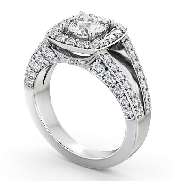 Halo Round Diamond Engagement Ring Platinum - Ferring ENRD52_WG_THUMB1