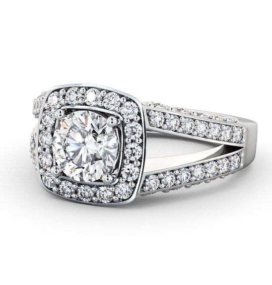 Halo Round Diamond Glamorous Engagement Ring 18K White Gold ENRD52_WG_THUMB2 