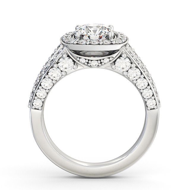 Halo Round Diamond Engagement Ring 18K White Gold - Ferring ENRD52_WG_UP