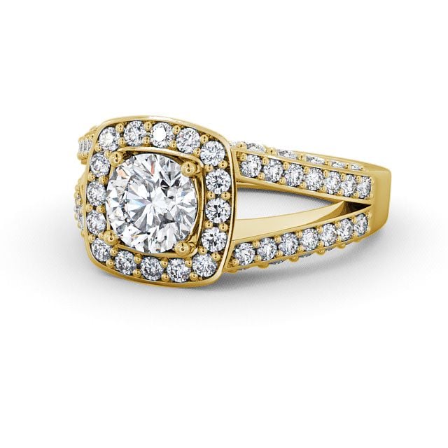 Halo Round Diamond Engagement Ring 9K Yellow Gold - Ferring ENRD52_YG_FLAT