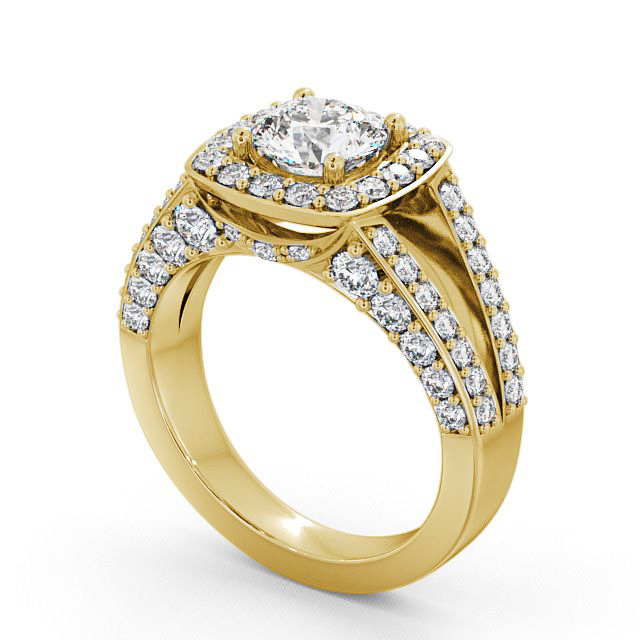 Halo Round Diamond Engagement Ring 18K Yellow Gold - Ferring