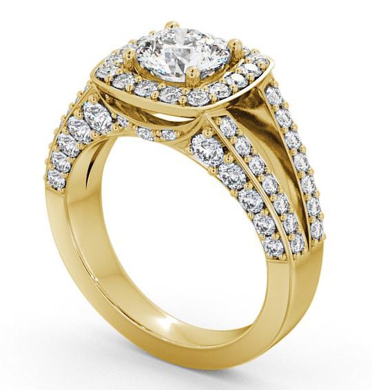 Halo Round Diamond Glamorous Engagement Ring 9K Yellow Gold ENRD52_YG_THUMB1 