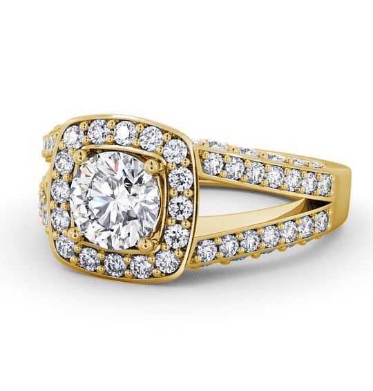 Halo Round Diamond Glamorous Engagement Ring 18K Yellow Gold ENRD52_YG_THUMB2 