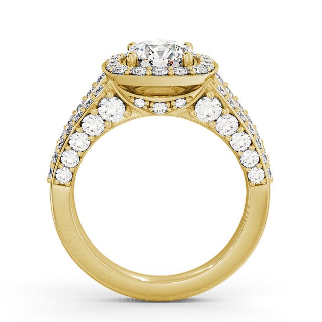 Halo Round Diamond Engagement Ring 18K Yellow Gold - Ferring ENRD52_YG_UP