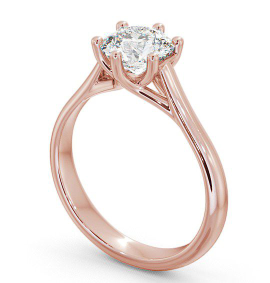 Round Diamond Sweeping Bridge Engagement Ring 18K Rose Gold Solitaire ENRD53_RG_THUMB1