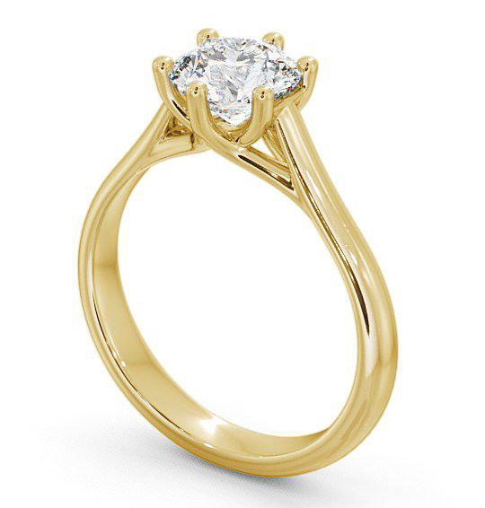 Round Diamond Sweeping Bridge Engagement Ring 18K Yellow Gold Solitaire ENRD53_YG_THUMB1