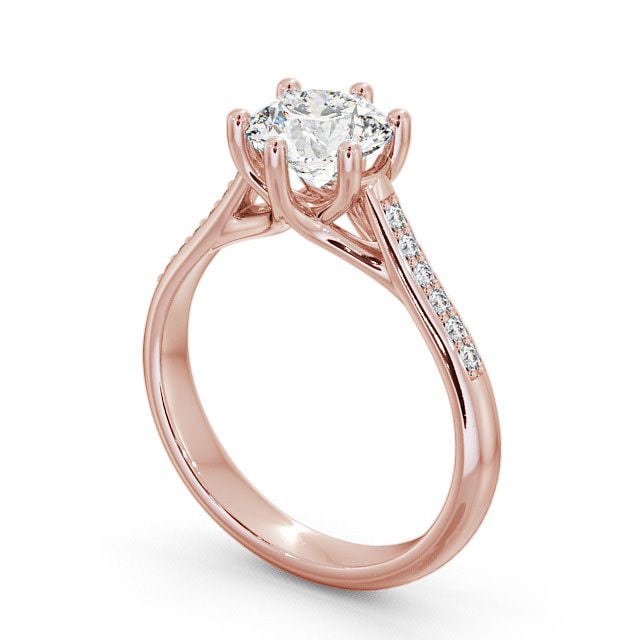 Round Diamond Engagement Ring 9K Rose Gold Solitaire With Side Stones - Ainsdale ENRD53S_RG_SIDE