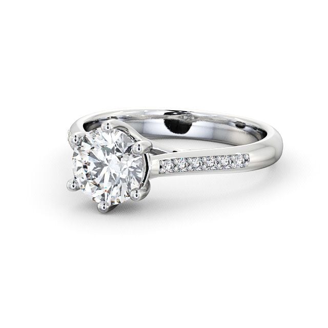 Round Diamond Engagement Ring Platinum Solitaire With Side Stones - Ainsdale ENRD53S_WG_FLAT