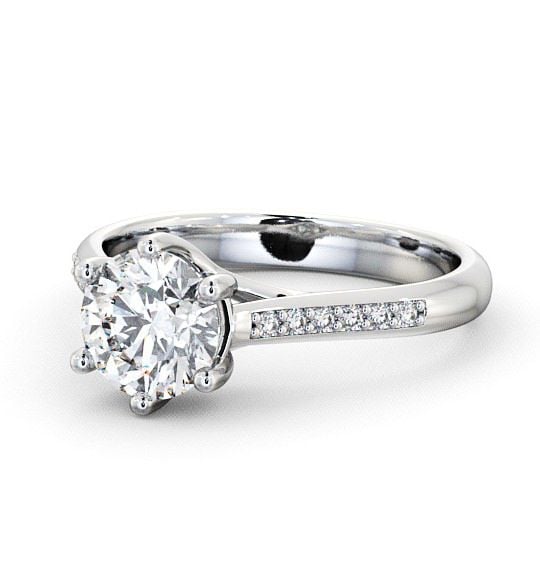  Round Diamond Engagement Ring 9K White Gold Solitaire With Side Stones - Ainsdale ENRD53S_WG_THUMB2 