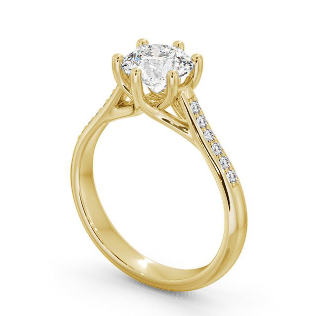 Round Diamond Engagement Ring 18K Yellow Gold Solitaire With Side Stones - Ainsdale ENRD53S_YG_SIDE