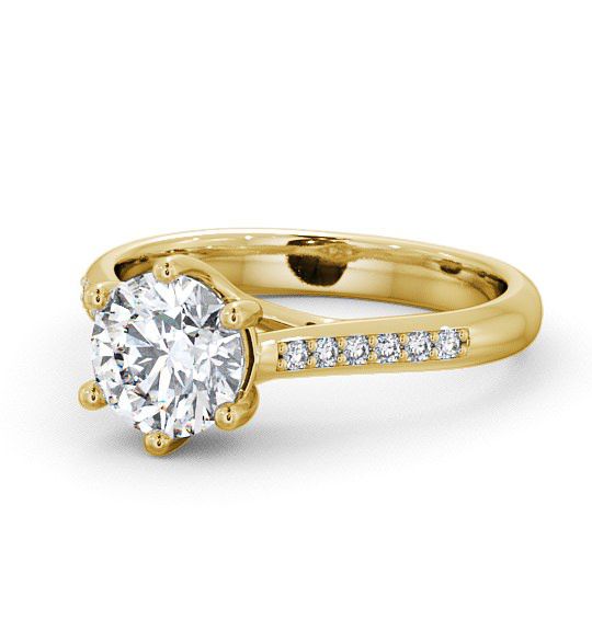 Round Diamond Engagement Ring 9K Yellow Gold Solitaire With Side Stones - Ainsdale ENRD53S_YG_THUMB2 