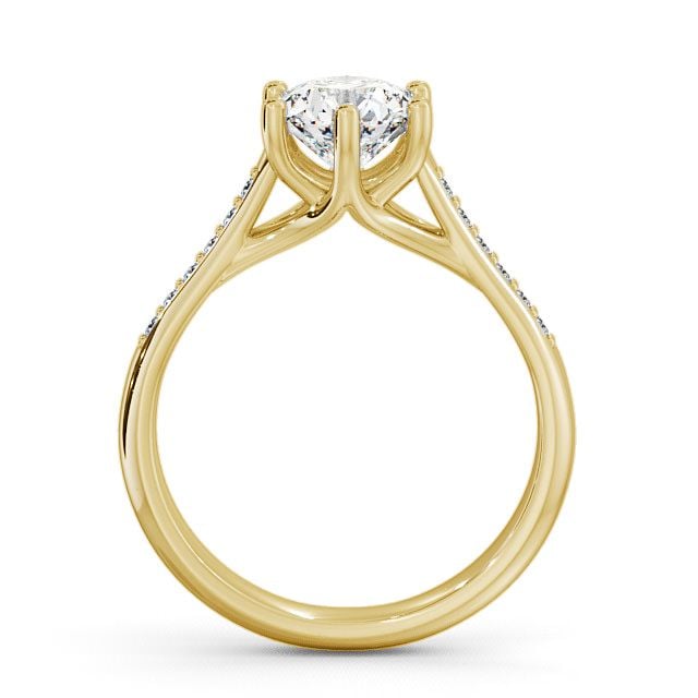 Round Diamond Engagement Ring 18K Yellow Gold Solitaire With Side Stones - Ainsdale ENRD53S_YG_UP