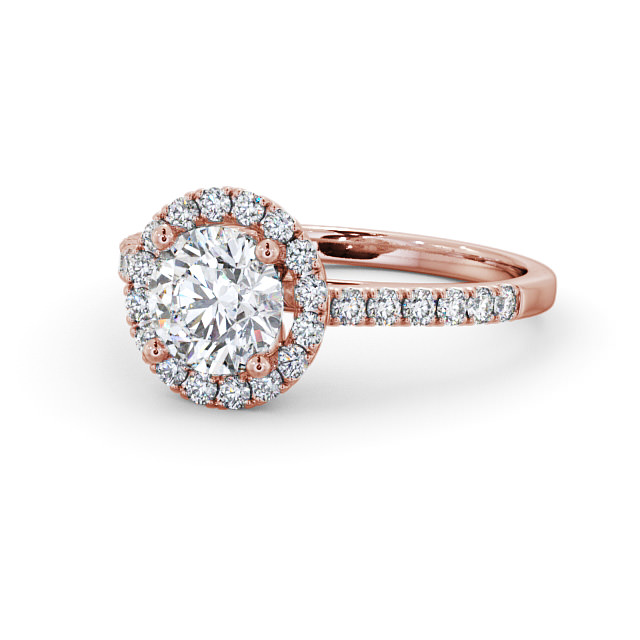 Halo Round Diamond Engagement Ring 9K Rose Gold - Belvoir ENRD54_RG_FLAT
