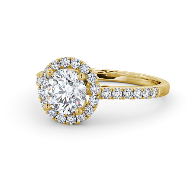 Halo Round Diamond Engagement Ring 18K Yellow Gold - Belvoir ENRD54_YG_FLAT