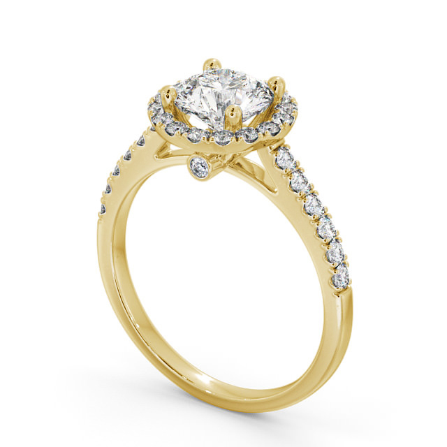 Halo Round Diamond Engagement Ring 18K Yellow Gold - Belvoir ENRD54_YG_SIDE