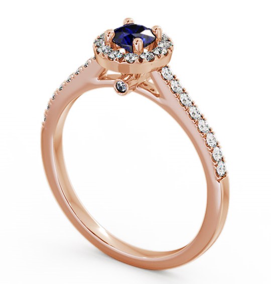 Halo Blue Sapphire and Diamond 0.58ct Ring 18K Rose Gold ENRD54GEM_RG_BS_THUMB1