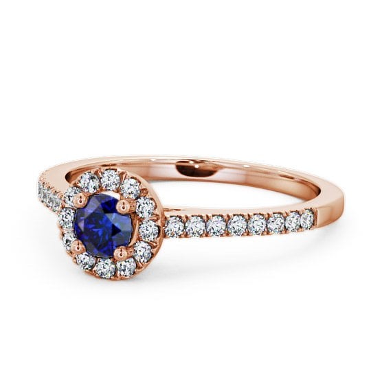  Halo Blue Sapphire and Diamond 0.58ct Ring 9K Rose Gold - Belvoir ENRD54GEM_RG_BS_THUMB2 