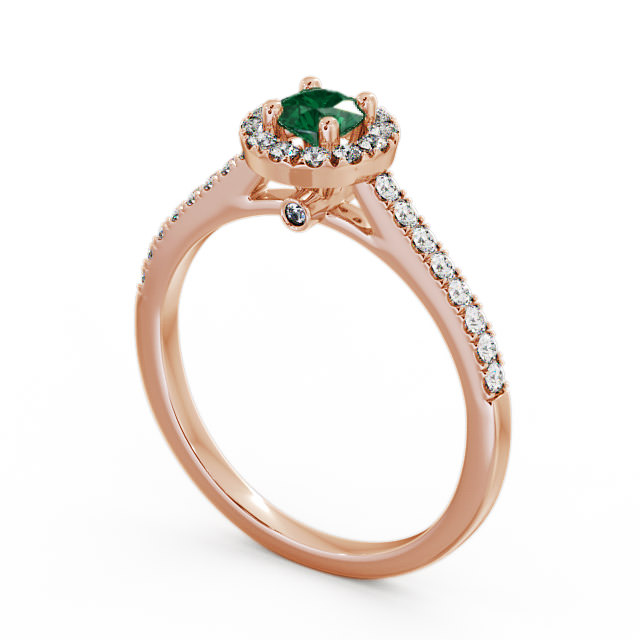 Halo Emerald and Diamond 0.51ct Ring 9K Rose Gold - Belvoir ENRD54GEM_RG_EM_SIDE