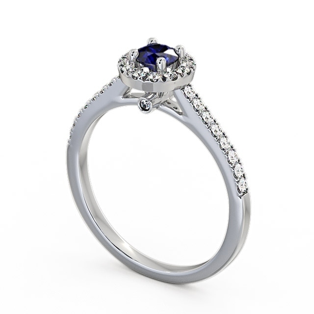Halo Blue Sapphire and Diamond 0.58ct Ring 9K White Gold - Belvoir