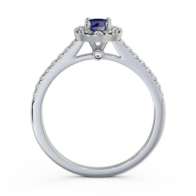 Halo Blue Sapphire and Diamond 0.58ct Ring 18K White Gold - Belvoir ENRD54GEM_WG_BS_UP