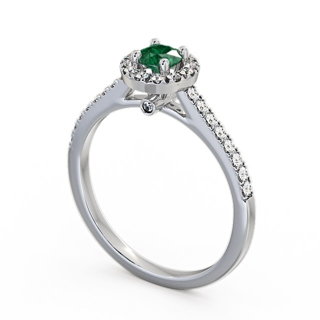 Halo Emerald and Diamond 0.51ct Ring 9K White Gold - Belvoir