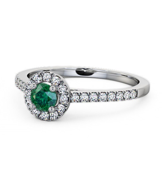  Halo Emerald and Diamond 0.51ct Ring 18K White Gold - Belvoir ENRD54GEM_WG_EM_THUMB2 